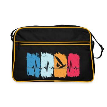 Windsurfen retro herzschlag windsurfer - Retro Tasche - Schwarz/Gold - Vorne