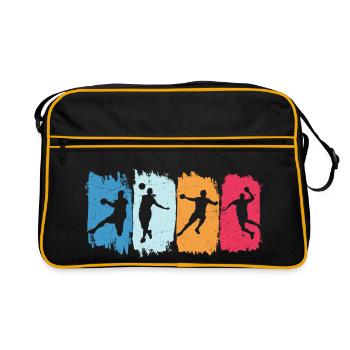 Joueur de handball rétro handballeur - Sac Retro - noir/or - Devant