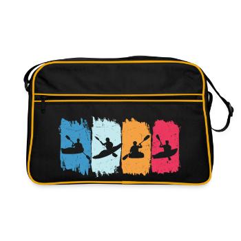 Kajak Kanu retro kajakfahren paddelboot - Retro Tasche - Schwarz/Gold - Vorne