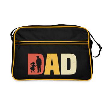 dad hoch Tochter Papa und Tochter - Retro Tasche - Schwarz/Gold - Vorne