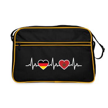 Maroc Allemagne Battement de cœur Drapeau Maroc - Sac Retro - noir/or - Devant