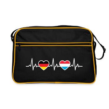 Luxembourg Allemagne Drapeau Allemand Luxembourgeois - Sac Retro - noir/or - Devant