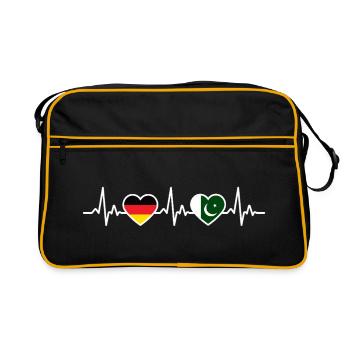 Pakistan Germany Heartbeat Flag Pakistani - Retro Bag - black/gold - Front