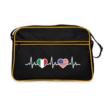 Heartbeat Amerika Italien - Retro Tasche - Schwarz/Gold - Vorne