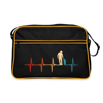 Père avec fils, papa rétro et fils - Sac Retro - noir/or - Devant