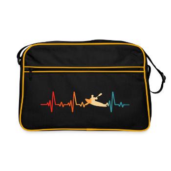 Kajak Kanu retro herzschlag kajakfahren paddelboot - Retro Tasche - Schwarz/Gold - Vorne
