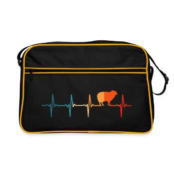 Sheep Heartbeat T Shirt Funny Sheep - Retro Bag - black/gold - Front