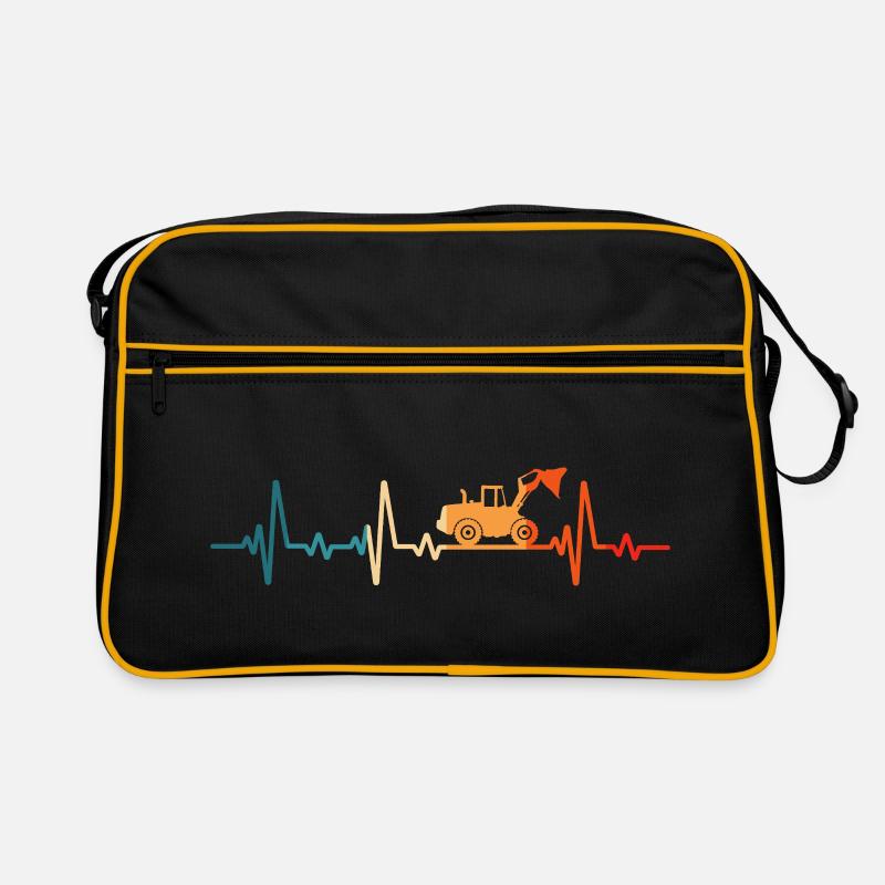 Wheel Loader Driver Heartbeat Retro Wheel Loader - Retro Bag - black/gold