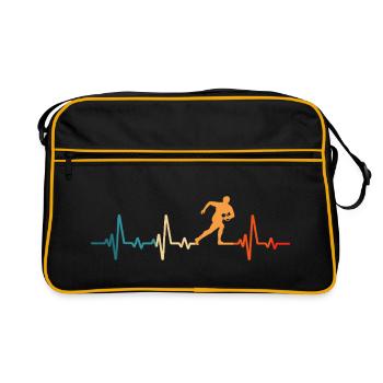 Rugby Heartbeat Joueur de rugby rétro - Sac Retro - noir/or - Devant