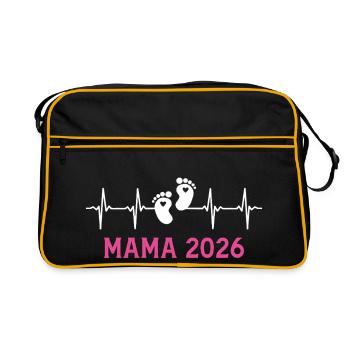 Maman 2026 Battement de cœur Femme enceinte 2026 - Sac Retro - noir/or - Devant