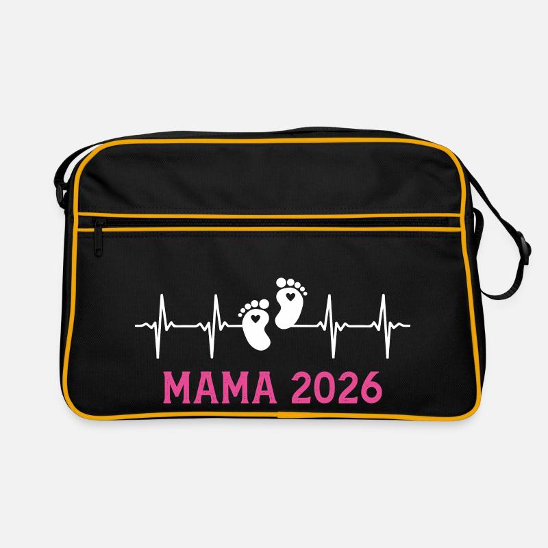 Mama 2026 Herzschlag Werdende Mutter 2026 Retro Tasche