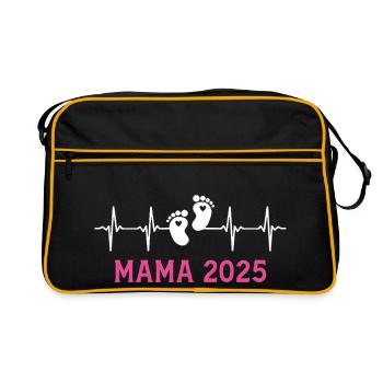 Maman 2025 Battement de cœur Femme enceinte - Sac Retro - noir/or - Devant