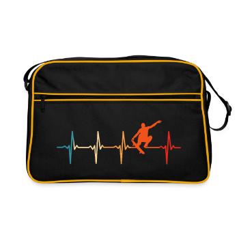 Retro Skater heartbeat skateboard t-shirt skater - Retro Bag - black/gold - Front