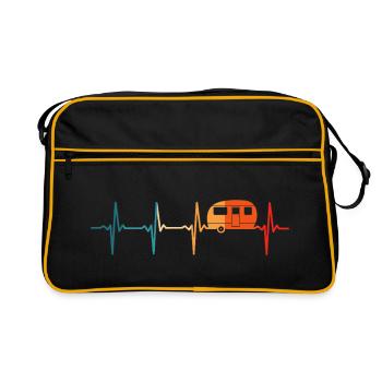 Caravane Heartbeat Retro Camper ECG Camping - Sac Retro - noir/or - Devant
