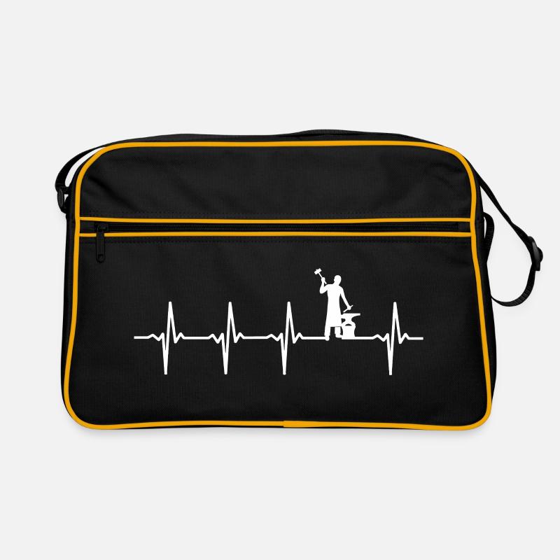 Schmiede Herzschlag Schmied - Retro Tasche - Schwarz/Gold