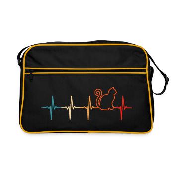 chat rétro heartbeat chats chat - Sac Retro - noir/or - Devant