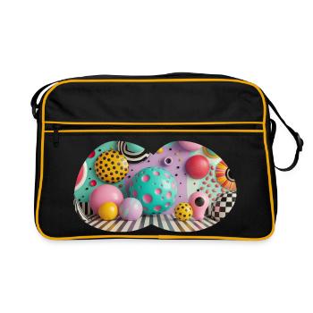 Colorful 3D Polka Dot Art World - Retro Bag - black/gold - Front