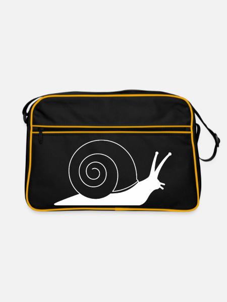 Escargot avec minimalisme en silhouette spirale - Sac Retro - noir/or - Devant