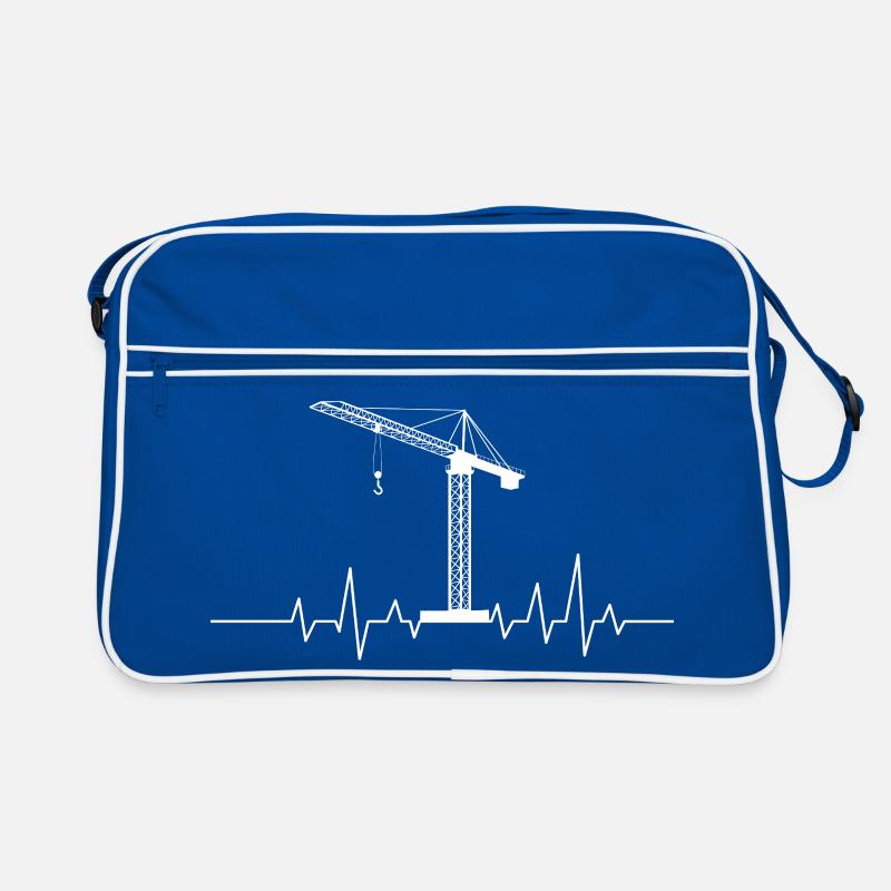 Crane Heartbeat ECG Pulse Construction Operator Retro Bag
