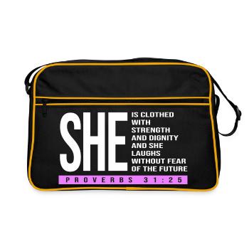 Kapitel 31 Bibel Spruch Jesus Christ Bibelvers - Retro Tasche - Schwarz/Gold - Vorne
