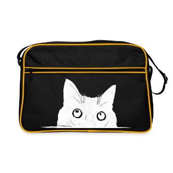 Peeping Cat - Retro Bag - black/gold - Front