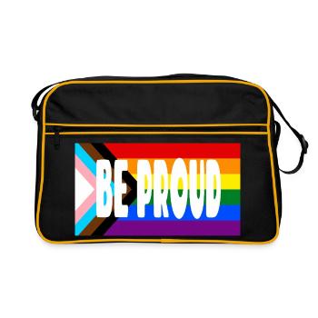 Be Proud Pride Flag Text - Retro Tasche - Schwarz/Gold - Vorne