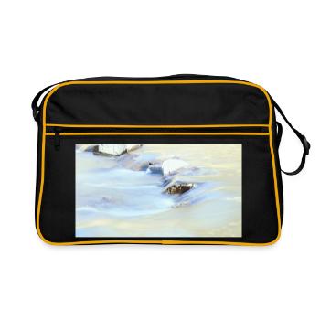 Lichtfluss am Wasser - Retro Tasche - Schwarz/Gold - Vorne