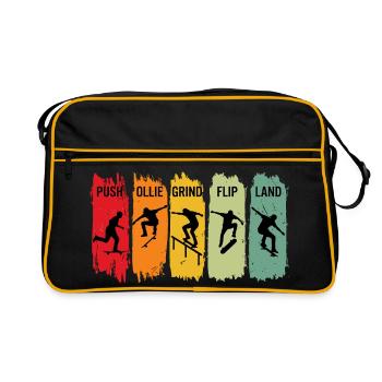 Retro Skateboard Steps Ollie Grind Flip Land - Retro Tasche - Schwarz/Gold - Vorne