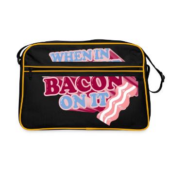 When in doubt, put BACON on it - Retro Bag - black/gold - Front