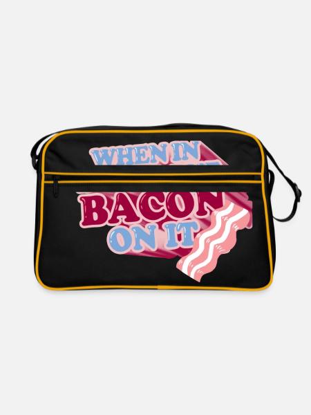 When in doubt, put BACON on it - Retro Bag - black/gold - Front