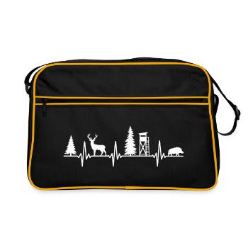 Jäger EKG Puls Herzfrequenz - Retro Tasche - Schwarz/Gold - Vorne