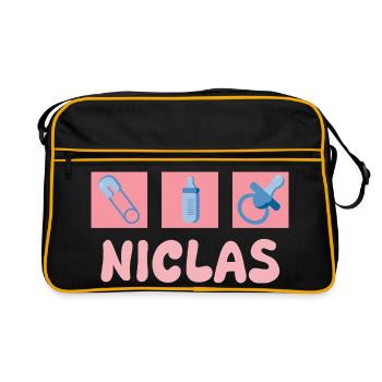 Nicholas - Retro Bag - black/gold - Front