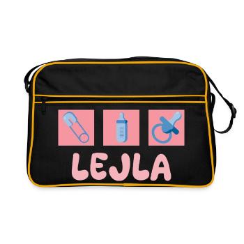 Lejla als Schnuller - Retro Tasche - Schwarz/Gold - Vorne