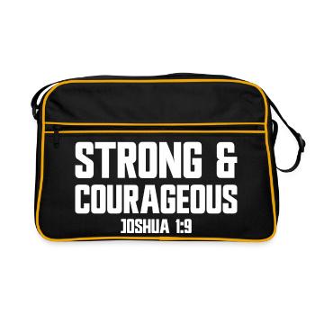 Fort et courageux Josué 1:9 Jésus courageux - Sac Retro - noir/or - Devant