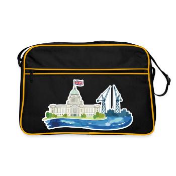 Belfast Skyline City Hall & Cranes UK - Retro Bag - black/gold - Front