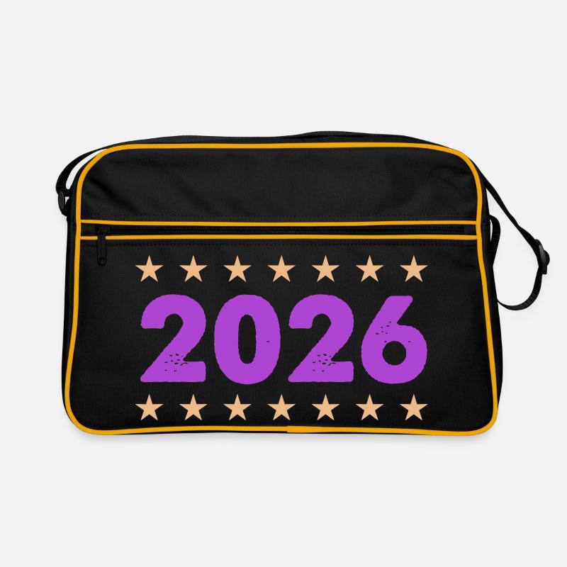 Année 2026 en violet avec des étoiles Sac Retro