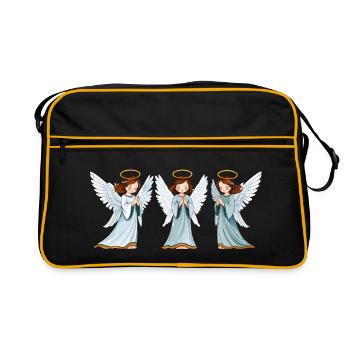Dreifach Himmlische Engel im Gebet - Retro Tasche - Schwarz/Gold - Vorne