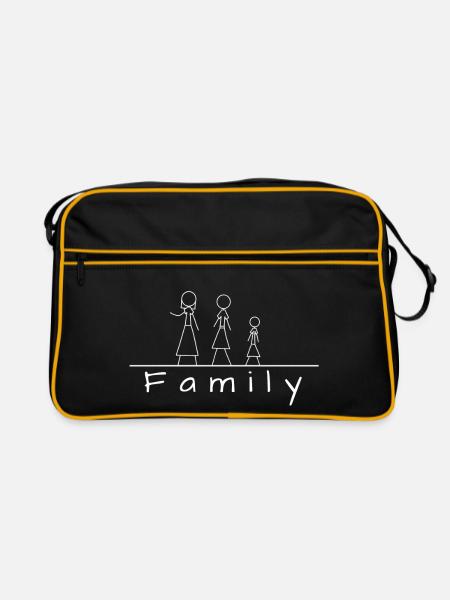 Famille de figurines en bâton - Sac Retro - noir/or - Devant