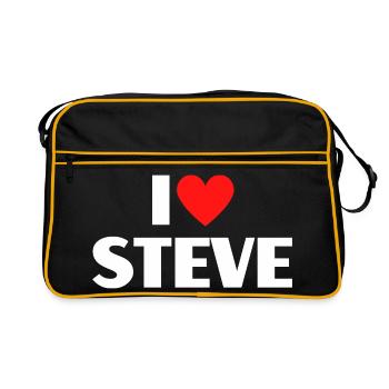J'aime Steve Red Heart, fan du nom romantique - Sac Retro - noir/or - Devant