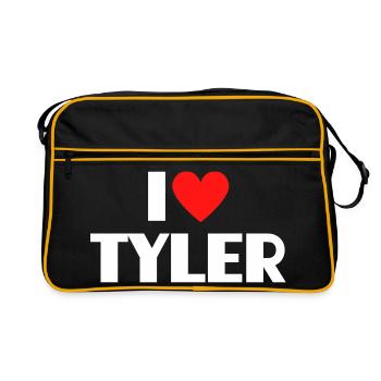 I love Tyler Rotes Herz Romantischer Name Fan - Retro Tasche - Schwarz/Gold - Vorne