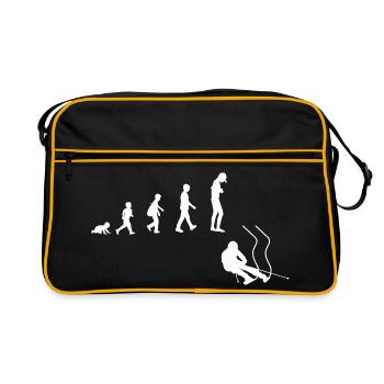 Evolution vom Baby zum Downhill Ski Fahrer - Retro Tasche - Schwarz/Gold - Vorne