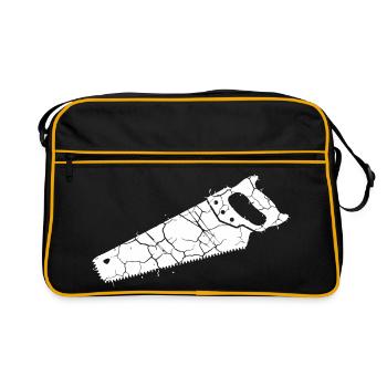 Säge Fuchsschwanz Grunge Werkzeug - Retro Tasche - Schwarz/Gold - Vorne