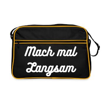 HN Mach Mal Langsam Handlettering - Retro Tasche - Schwarz/Gold - Vorne