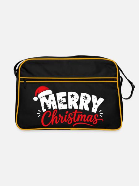 Frohe Weihnachten - Retro Tasche - Schwarz/Gold