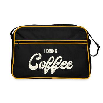 Ich trink Kaffee – Retro Script - Retro Tasche - Schwarz/Gold - Vorne