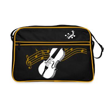 Geige mit Noten / Geige - Retro Tasche - Schwarz/Gold - Vorne