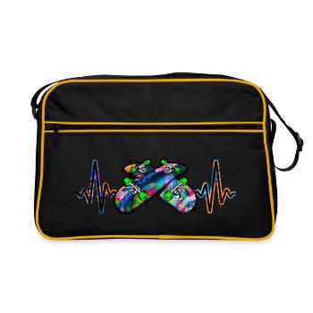 Heartbeat Skater Skateboard Skating - Retro Bag - black/gold - Front