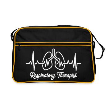 Atemtherapie Herzhand Motiv - Retro Tasche - Schwarz/Gold - Vorne