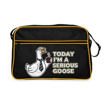 Serious Goose: Coffee, Tie & Grit - Retro Bag - black/gold - Front