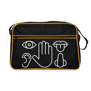 Cinq sens, organes sensoriels, médecine - Sac Retro - noir/or - Devant